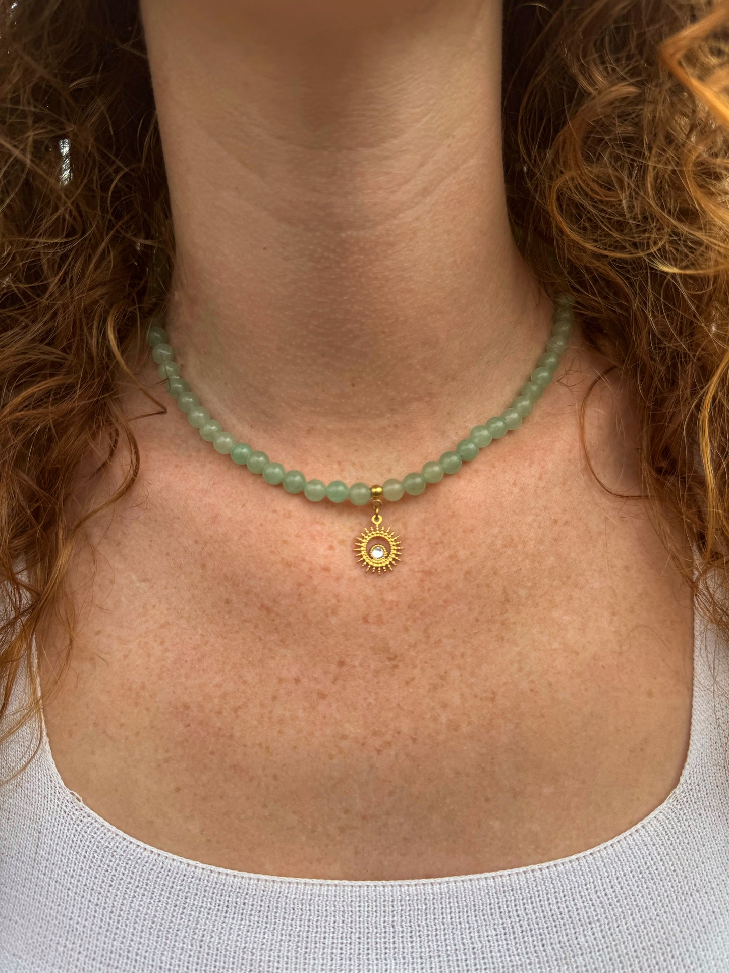 COLLIER SUNSHINE AVENTURINE VERTE